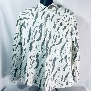 Split Co Men's XL Button Up Grey/White Camo Print